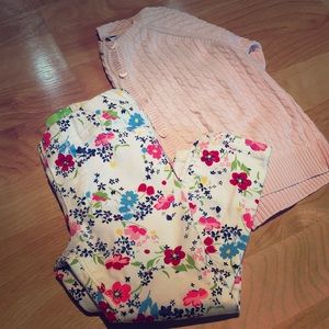 Jeans white with flowers